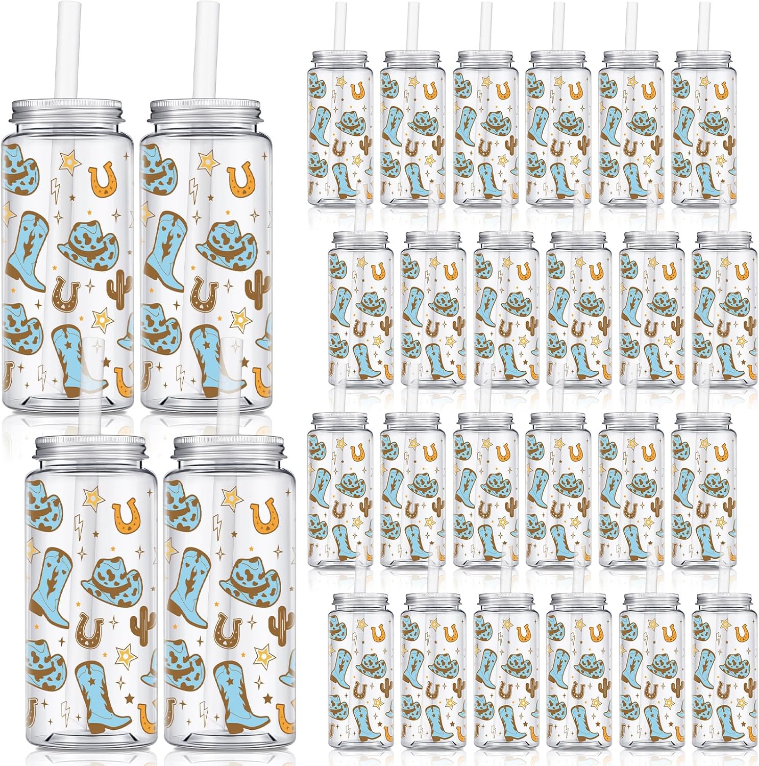 24 Pcs Western Cowboy Tumbler Set for Parties and Gifts