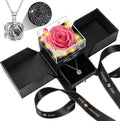 Preserved Pink Real Rose with Heart I Love You Necklace - Eternal Gift