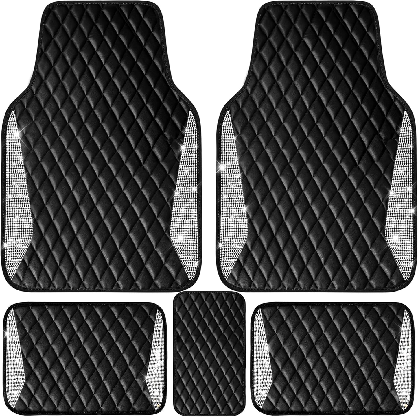 Bling Diamond Leather Car Mats for Women - Sparkly Protection