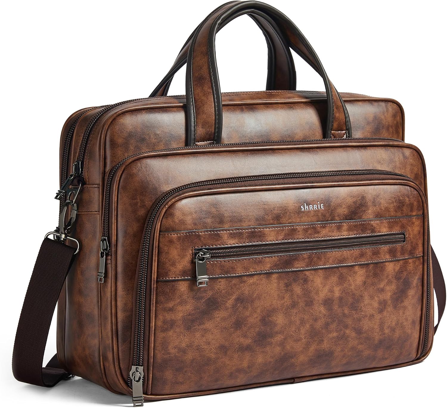 Shrrie Leather Messenger Bag for Men and Women - 17 Inch Laptop
