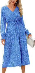 PRETTYGARDEN Women's Floral Boho Wrap Maxi Dress - Flowy Ruffle Hem