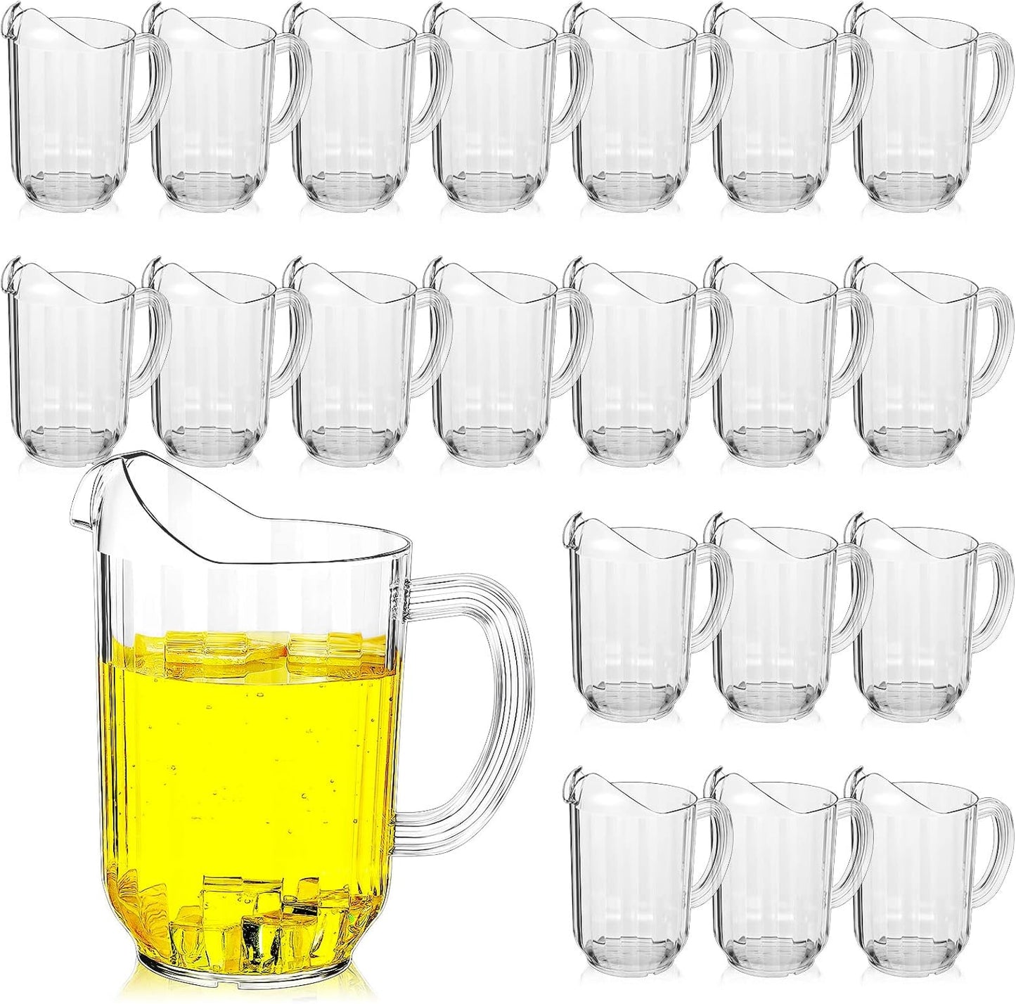 Tessco 20 Pcs Plastic Pitchers 60 Ounce Clear Restaurant Jug