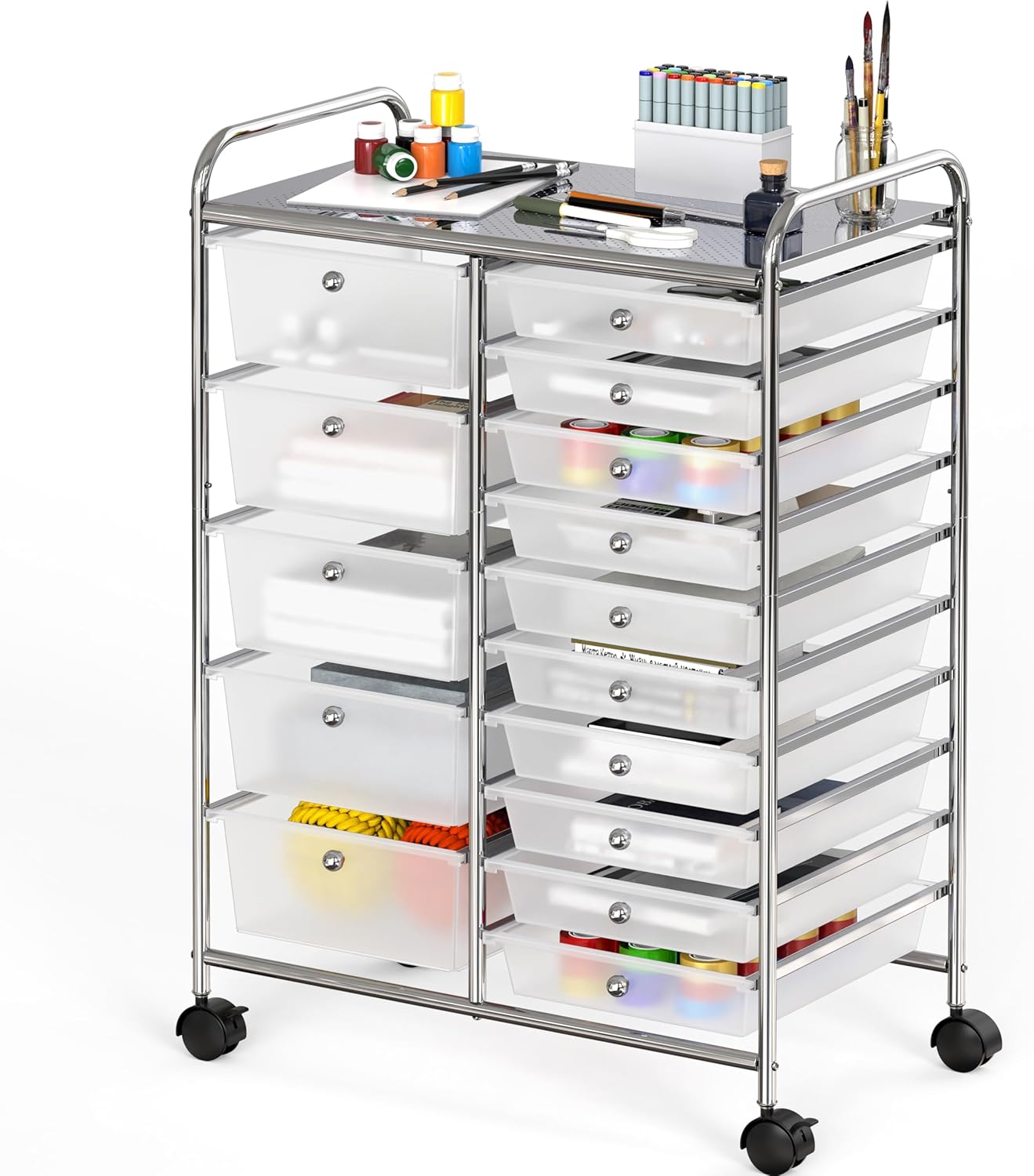 Utility Cart with 15 Drawers for Craft and Art Storage