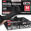 Supmedic 5 Mil Black Nitrile Gloves - 100pcs Medical Grade
