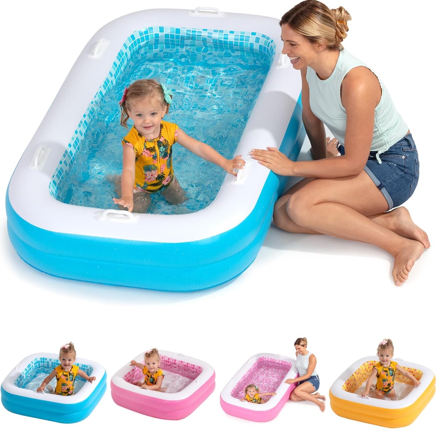 2-in-1 Inflatable Kiddie Pool for Kids and Adults Fun