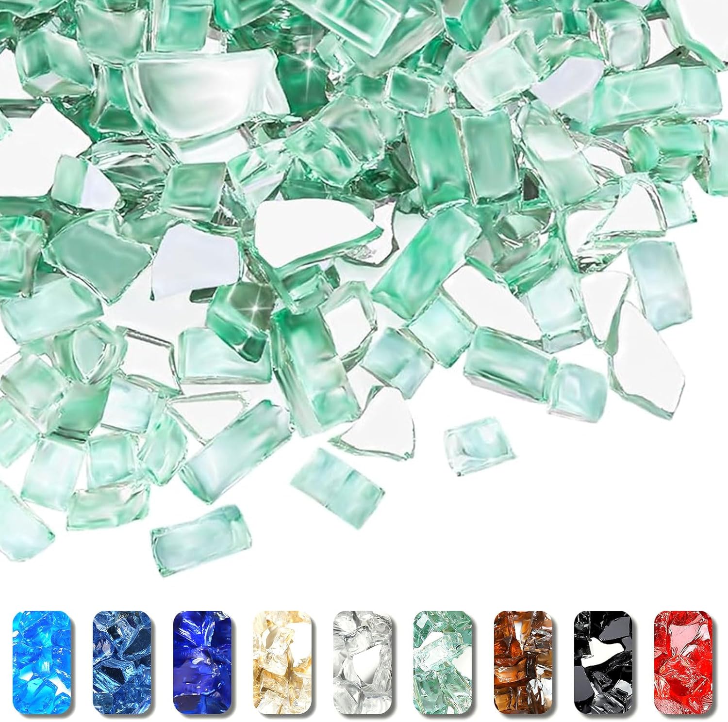 GRISUN 20 lbs Green Fire Glass for Stunning Fire Pits and Tables