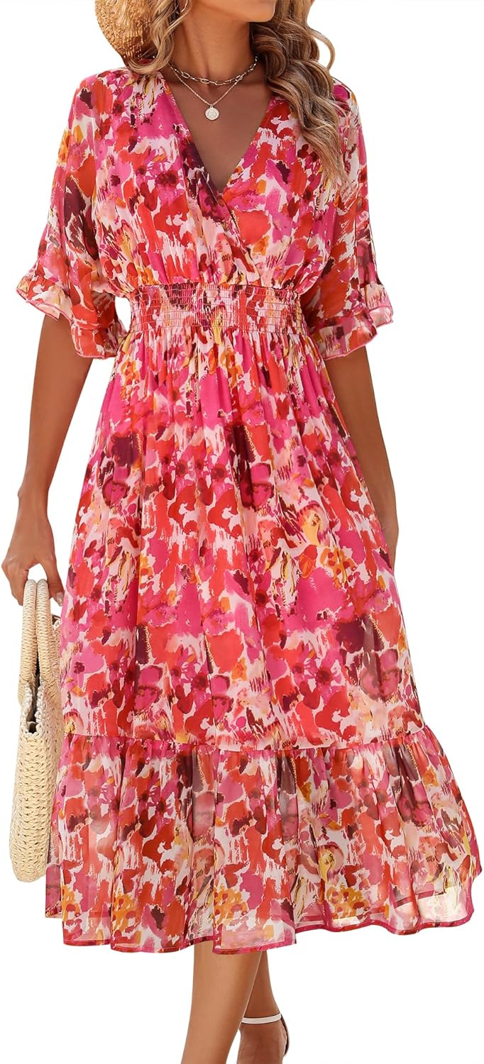 Women's Floral Midi Dress for Spring Summer 2025 by Meetrendi