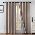 100% Blackout Curtains 90 in Length 2 Panels Set - Beige Thermal