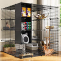 Large Cat Cage with Storage Cube DIY Indoor Catio - Spacious 4-Tier