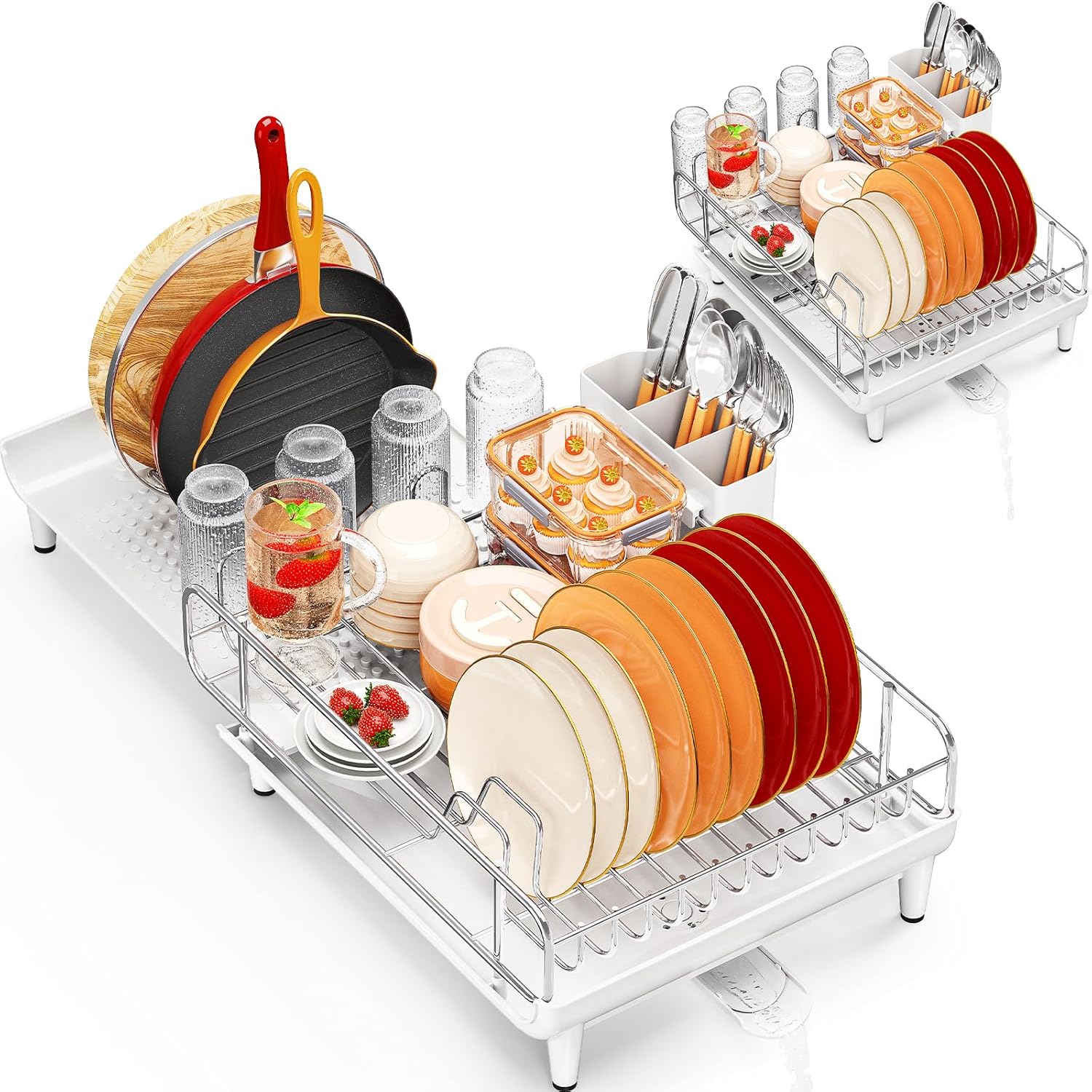 Expandable Dish Rack for Kitchen Counter - Large Capacity Design