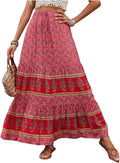 Verdusa Women's Boho Flared Ruffle Long Maxi Skirt - Summer Casual
