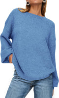 Women's Oversized Ribbed Knit Sweater - Cozy Crew Neck Pullover