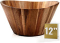 Wooden Salad Bowl 12ft Wavy Large Serving Bowl - Handmade Durable
