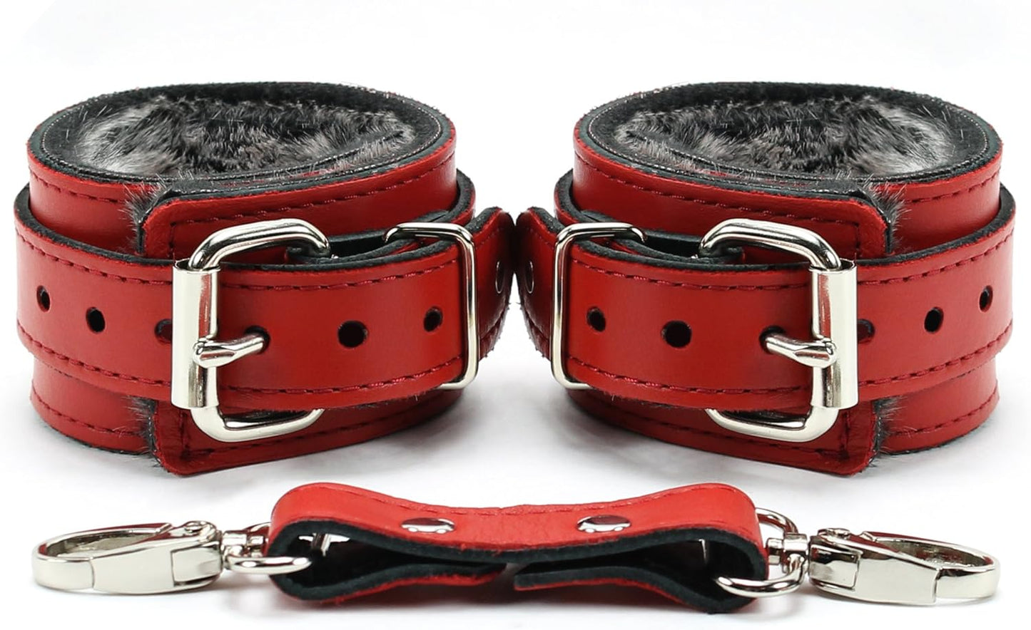 VP Leather Berlin Wrist Cuffs - Adjustable Faux Fur Lined Cuffs