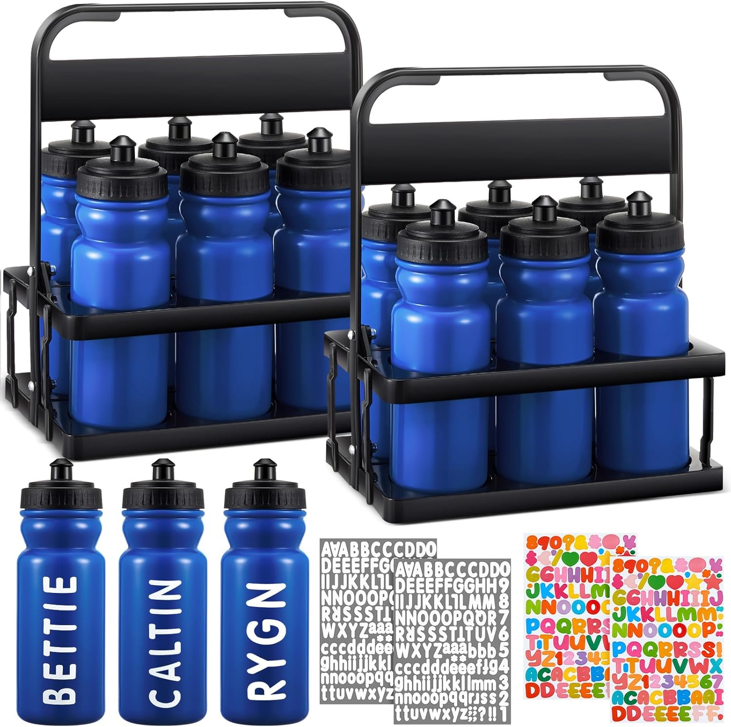 14 Pcs Water Bottle Carrier Set with 20 Oz Bottles for Sports