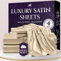 Satin Sheets Full Size Ivory - 4 Piece Cooling Luxury Set