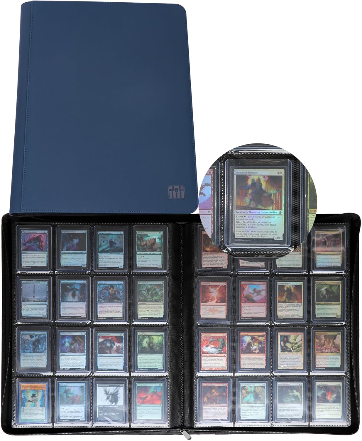 16 Pocket Toploader Binder for 640 Cards - Blue Color