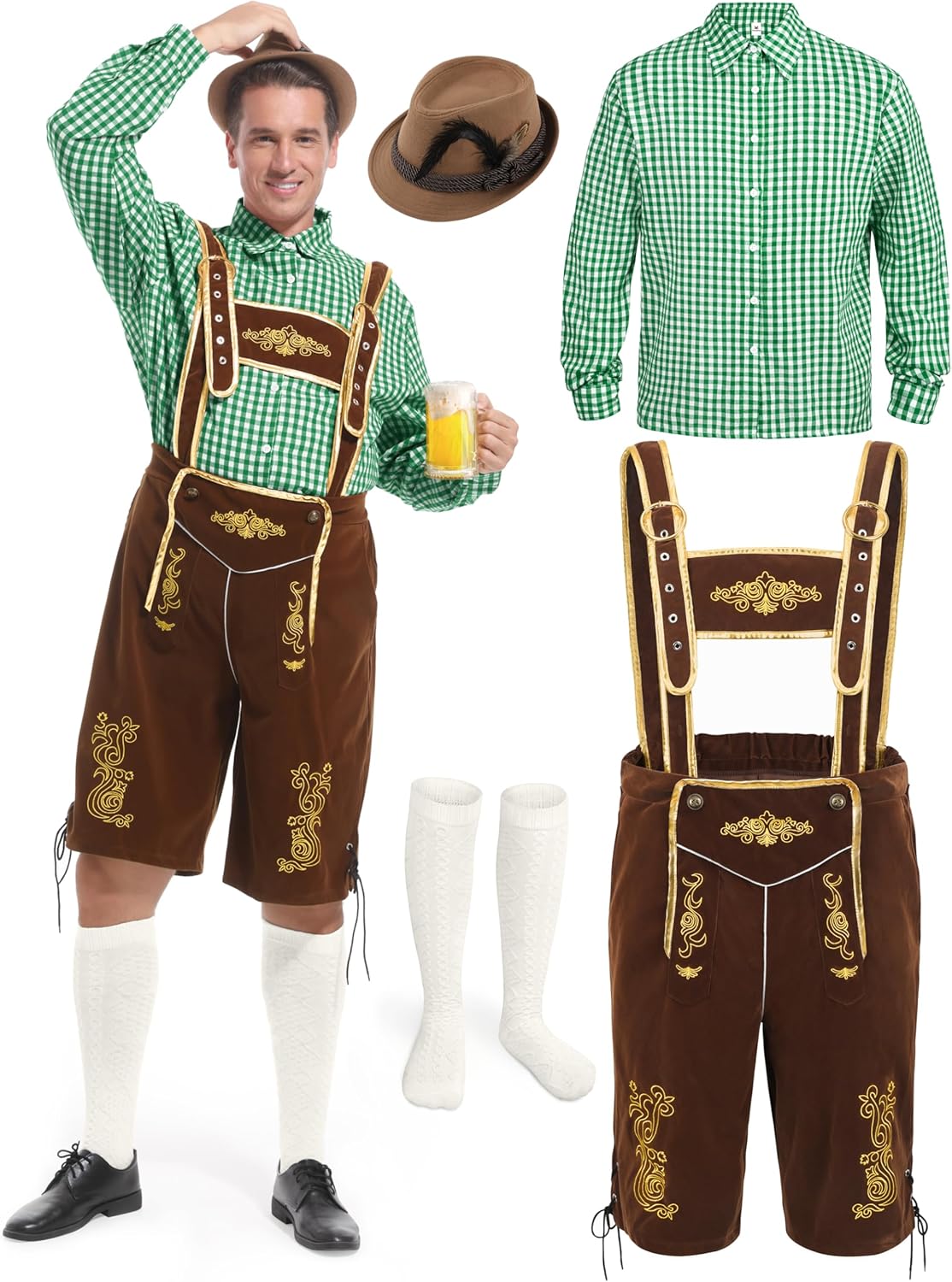 Lederhosen Men Oktoberfest Costume Set for Authentic Bavarian Style