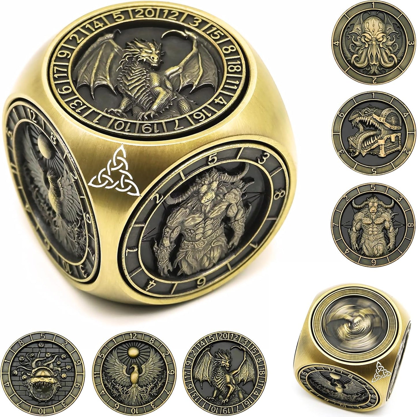 DND Spinner Dice Set - Unique 7 in 1 Metal Dice for RPG Games