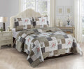 Rose and Toile Patchwork Quilt Set - Reversible Queen Quilt