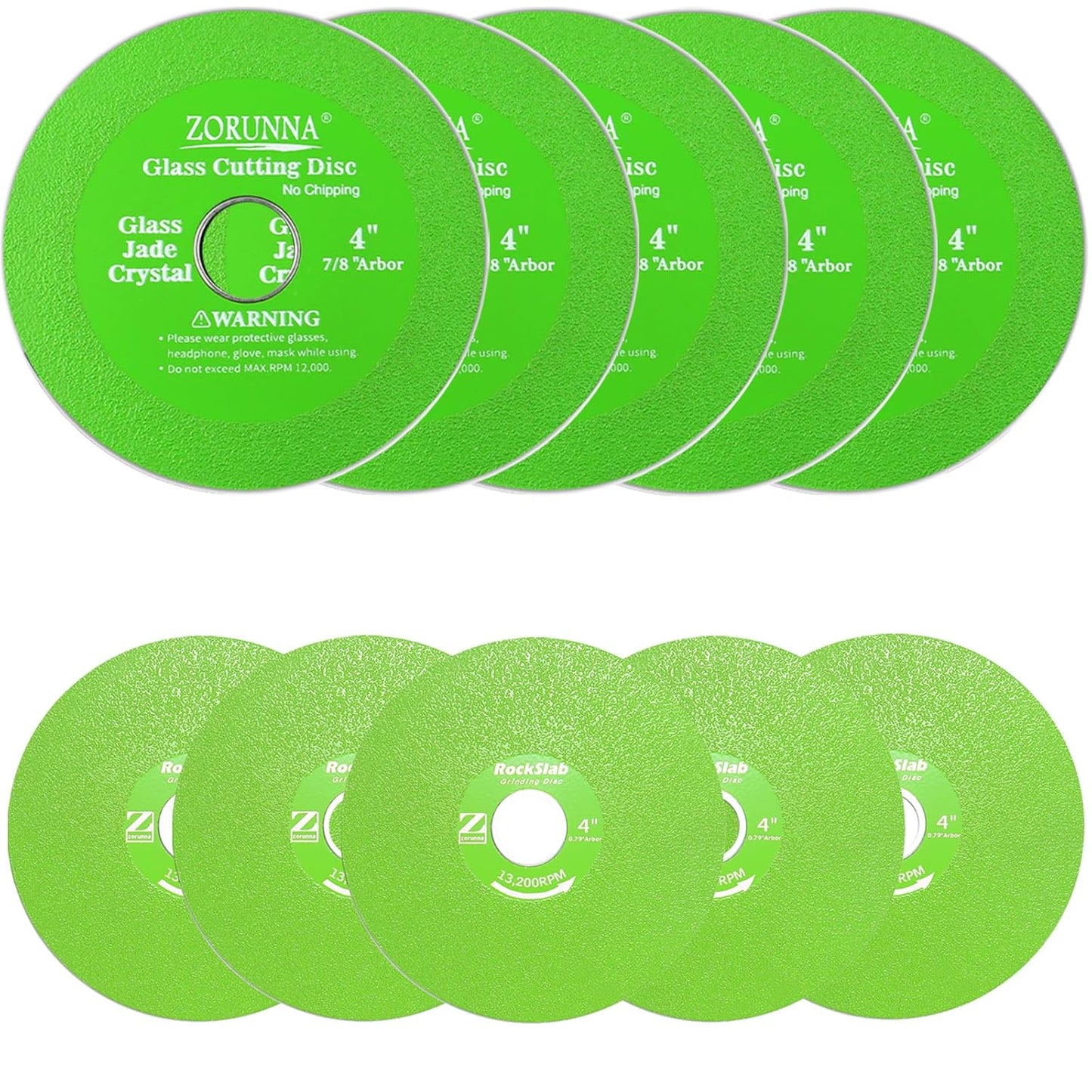 Premium ZORUNNA Glass & Rock Slab Disc Set - Precision Cutting & Grinding