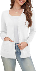 Light Gray Women's Button Down V Neck Cardigan - Soft Knit Sweater