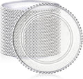 Clear 13 in Beaded Charger Plates 50 Pack - Event Ready