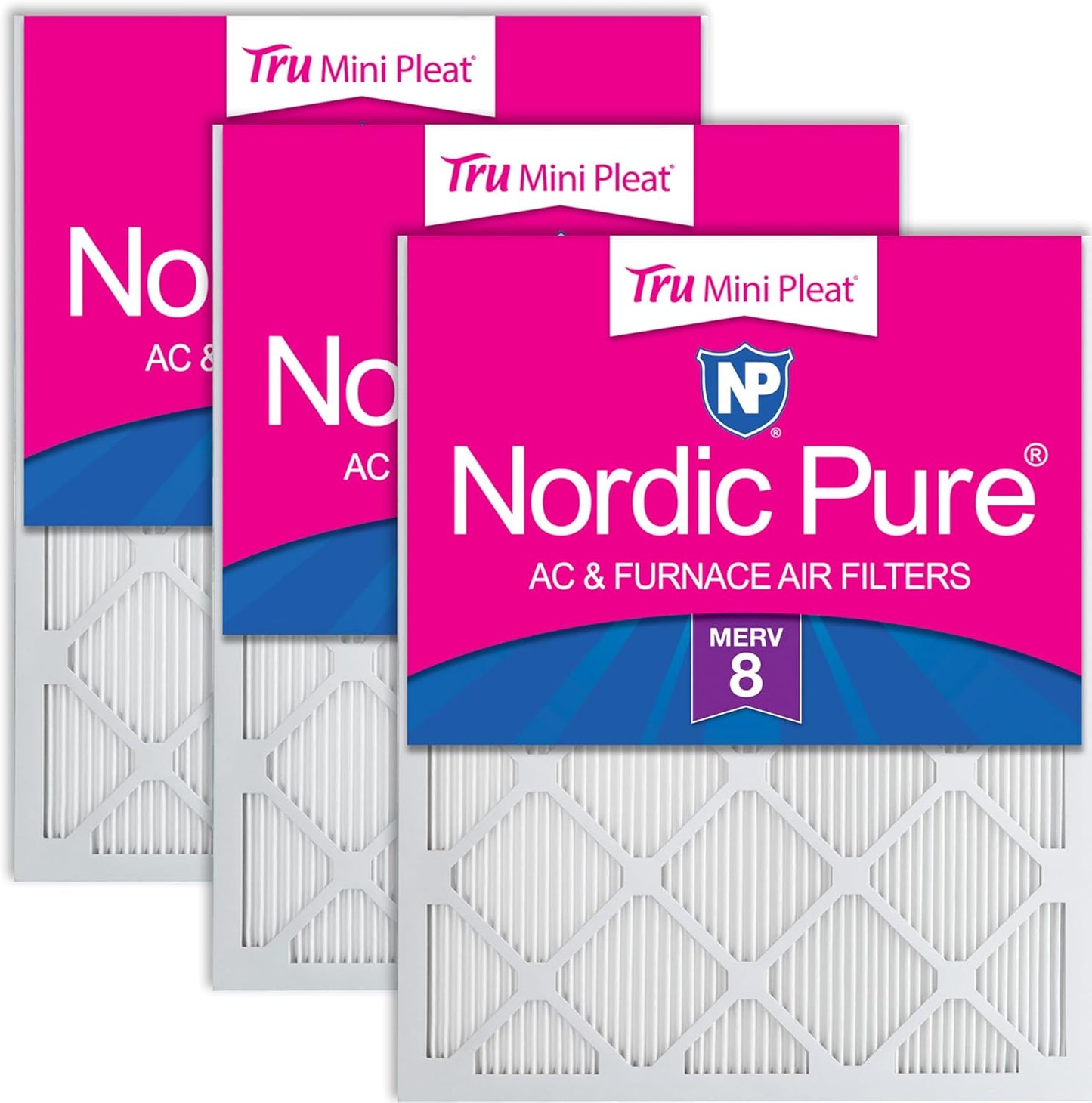 Nordic Pure 14x30x1 Tru Mini Pleat MERV 8 Filters 3 Pack
