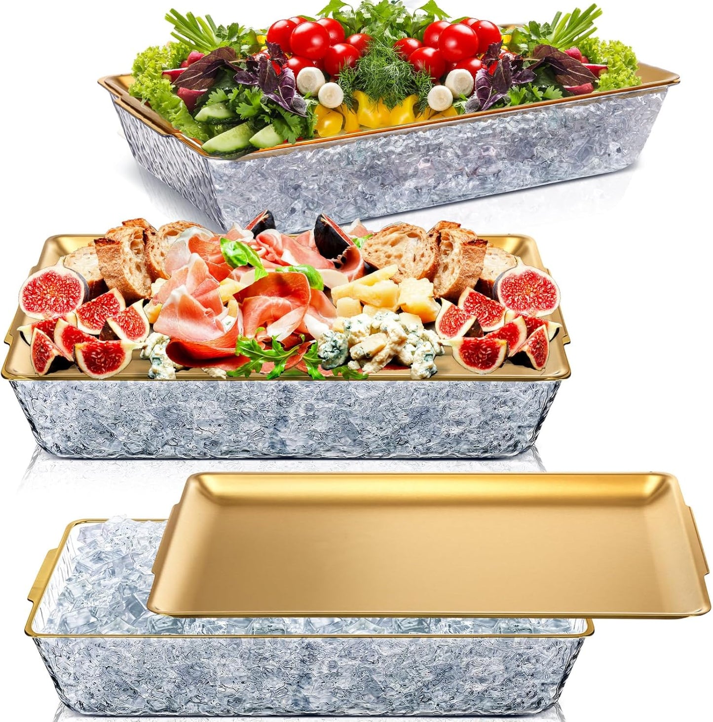 Chilled Serving Tray Set for Parties - 16in x 9.45in Rectangle