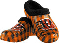 FOCO NFL Team Logo Sherpa Lined Buffalo Check Slipper Clogs - Cozy