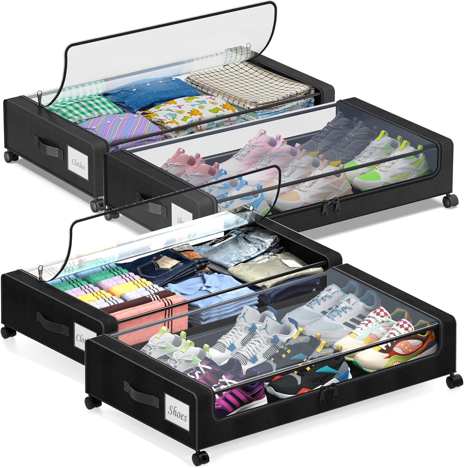 Under Bed Storage with Wheels for Clothes, Shoes, and Toys