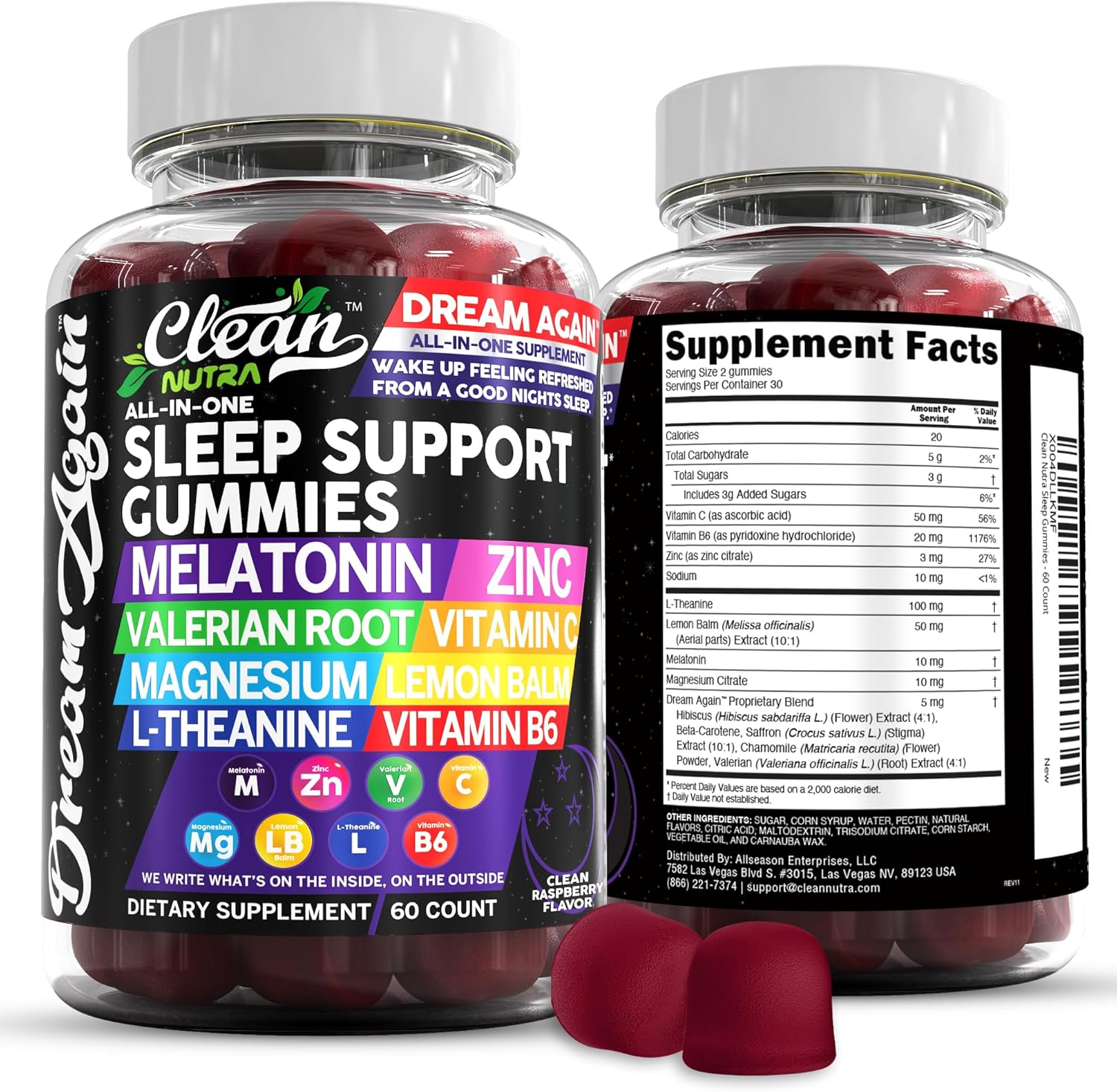 Melatonin Gummies for Sleep Support with Valerian Root & More