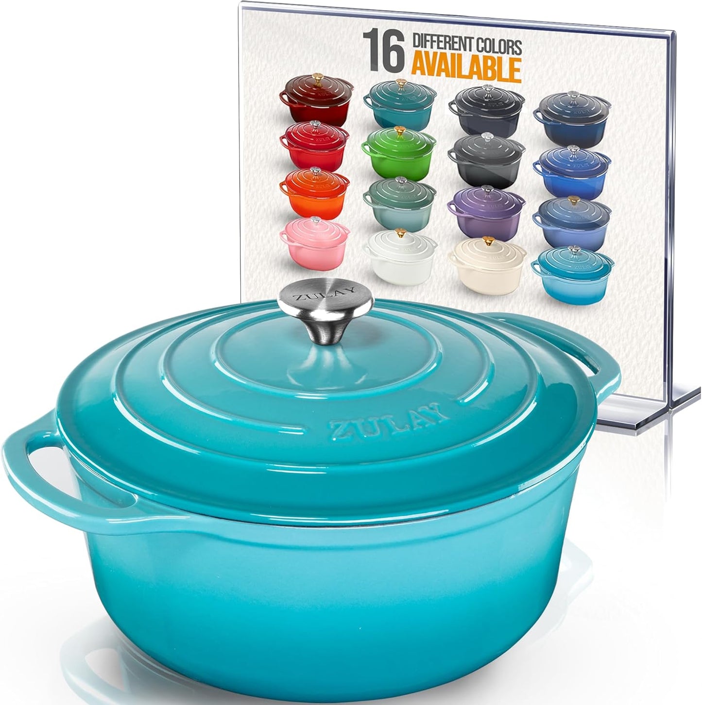 Zulay Kitchen 6 Quart Enameled Cast Iron Dutch Oven for Cooking