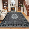 Vasofe 4x6 Area Rug Vintage Floral Low-Pile Machine Washable - Easy