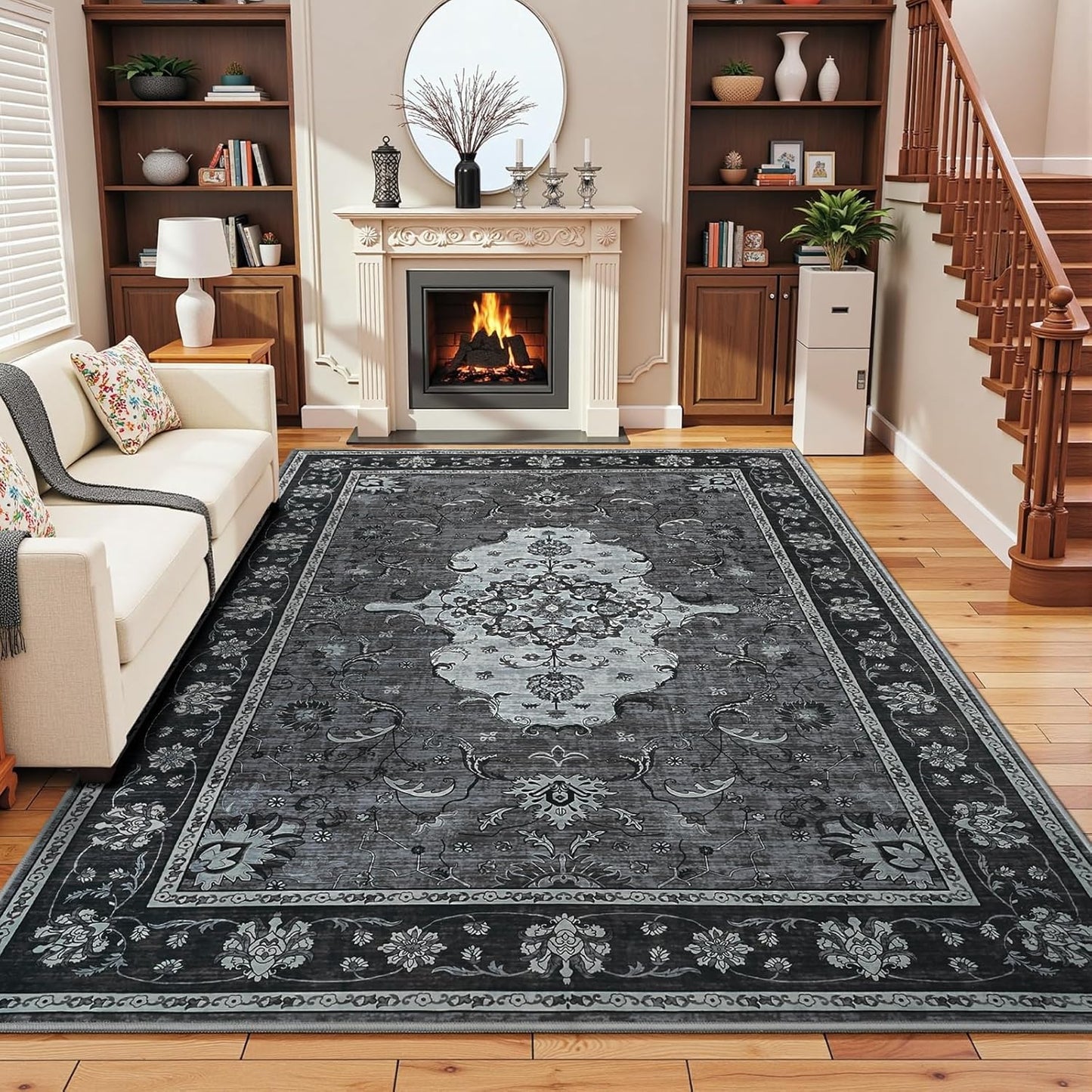 Vasofe 4x6 Area Rugs for Living Room, Vintage Floral Design