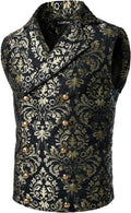 VATPAVE Mens Victorian Double Breasted Vest Gothic Steampunk Waistcoat