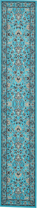 Unique Loom Sialk Hill Area Rug - Washington Runner Turquoise/Black
