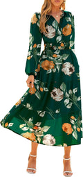 Simplee Floral Boho Long Sleeve Maxi Dress - Flowy Empire Waist