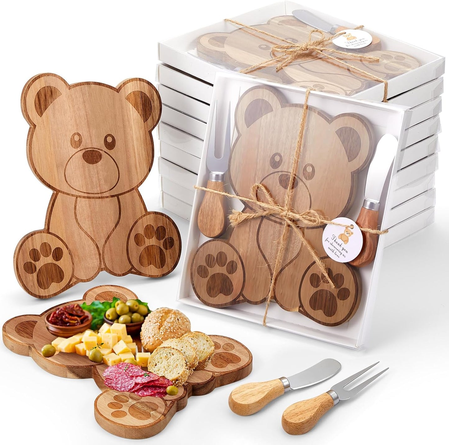 24 Set Baby Shower Prizes Bear Shaped Cheese Board Gift Box