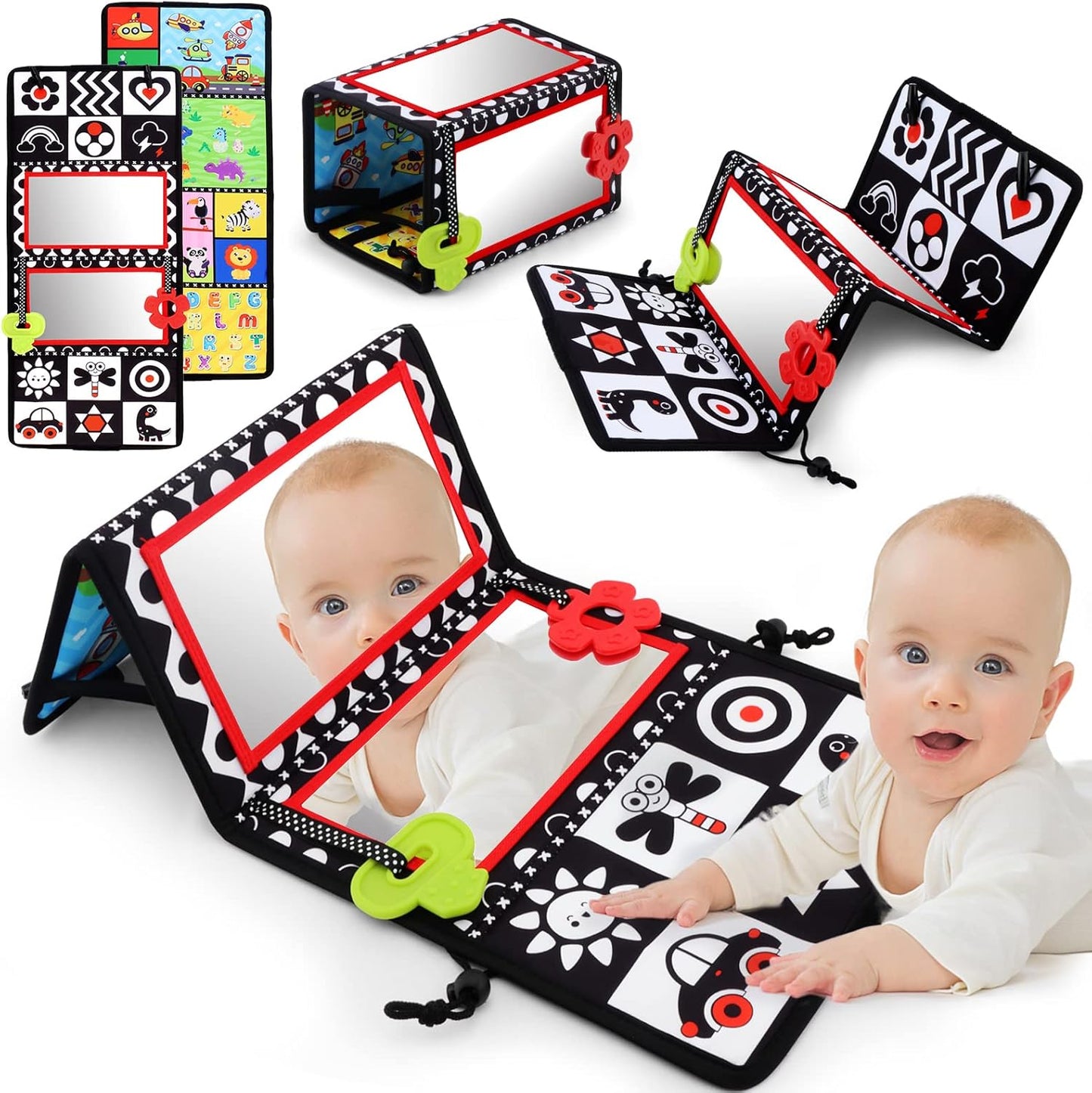 High Contrast Baby Mirror with Teethers - Baby Sensory Toy