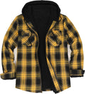 ZENTHACE Men's Sherpa Lined Full Zip Hooded Plaid Shirt Jacket - Warm