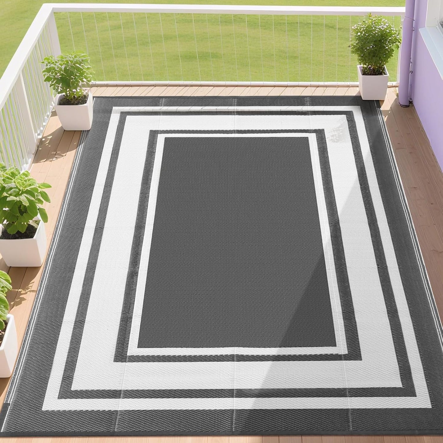 RURALITY Outdoor Rugs 6x9 Waterproof for Patios and More