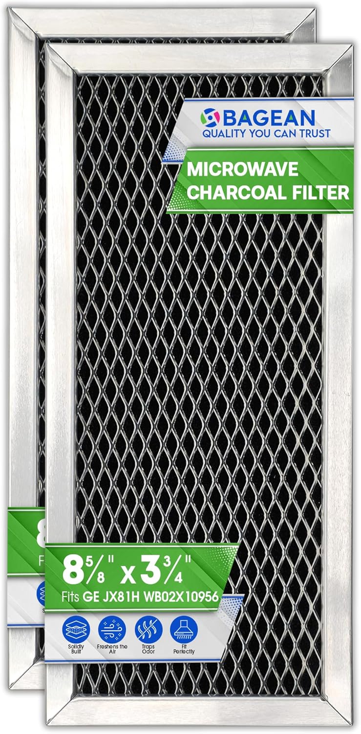 GE Microwave Charcoal Filter 8.67 x 3.95 - Freshens & Filters Kitchen Air - 2-Pack