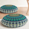 32 in Green Meditation Floor Pillow Set of 2 - Round Memory Foam