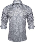 DiBanGu Mens Silk Paisley Dress Shirt - Elegant Jacquard Style Shirts