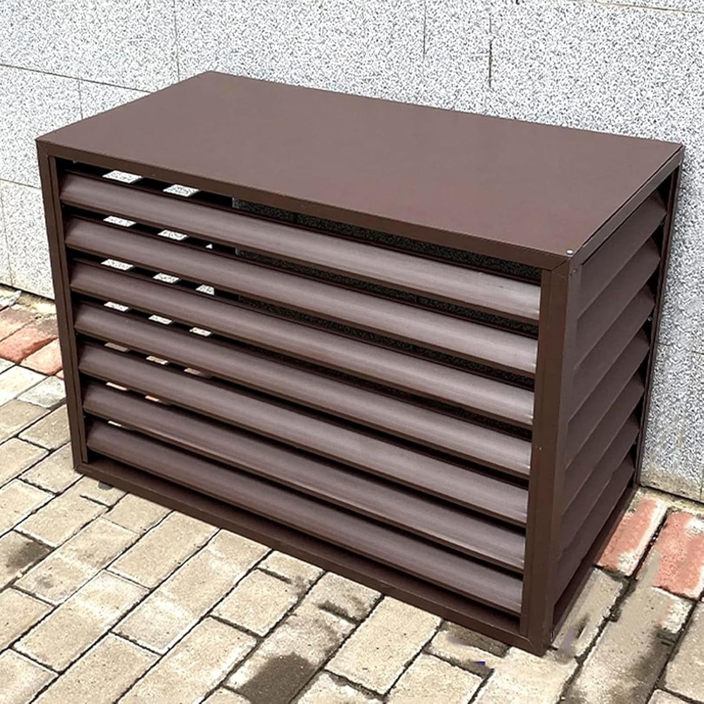 Outdoor Metal AC Privacy Cover - Brown, Courtyard-Ready