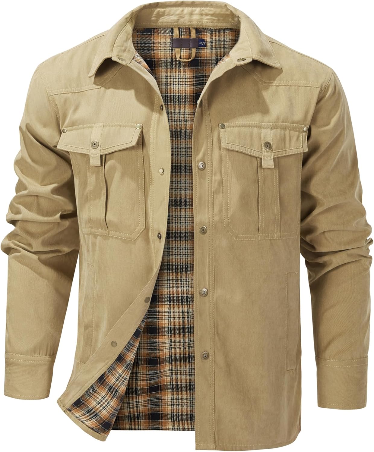 Mr.Stream Men's Lightweight Long Sleeved Plaid Flannel Jacket