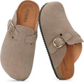 Kids Suede Clogs with Cork Footbed - Adjustable Slip On Mules