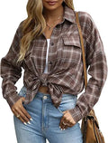 Blooming Jelly Women's Plaid Button Down Shacket - Lightweight Layer