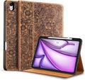 Gexmil Genuine Leather Case for iPad Air 13 in M3/M2 - Floral Brown